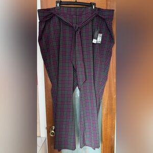 Lane Bryant Plus The Lena Tailored Stretch Belted Purple/Black/Grey Plaid Pant